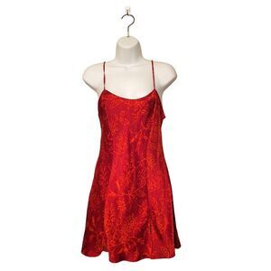 Victoria's Secret Womens Slip Dress Red M Floral Nightgown Adjustable Straps